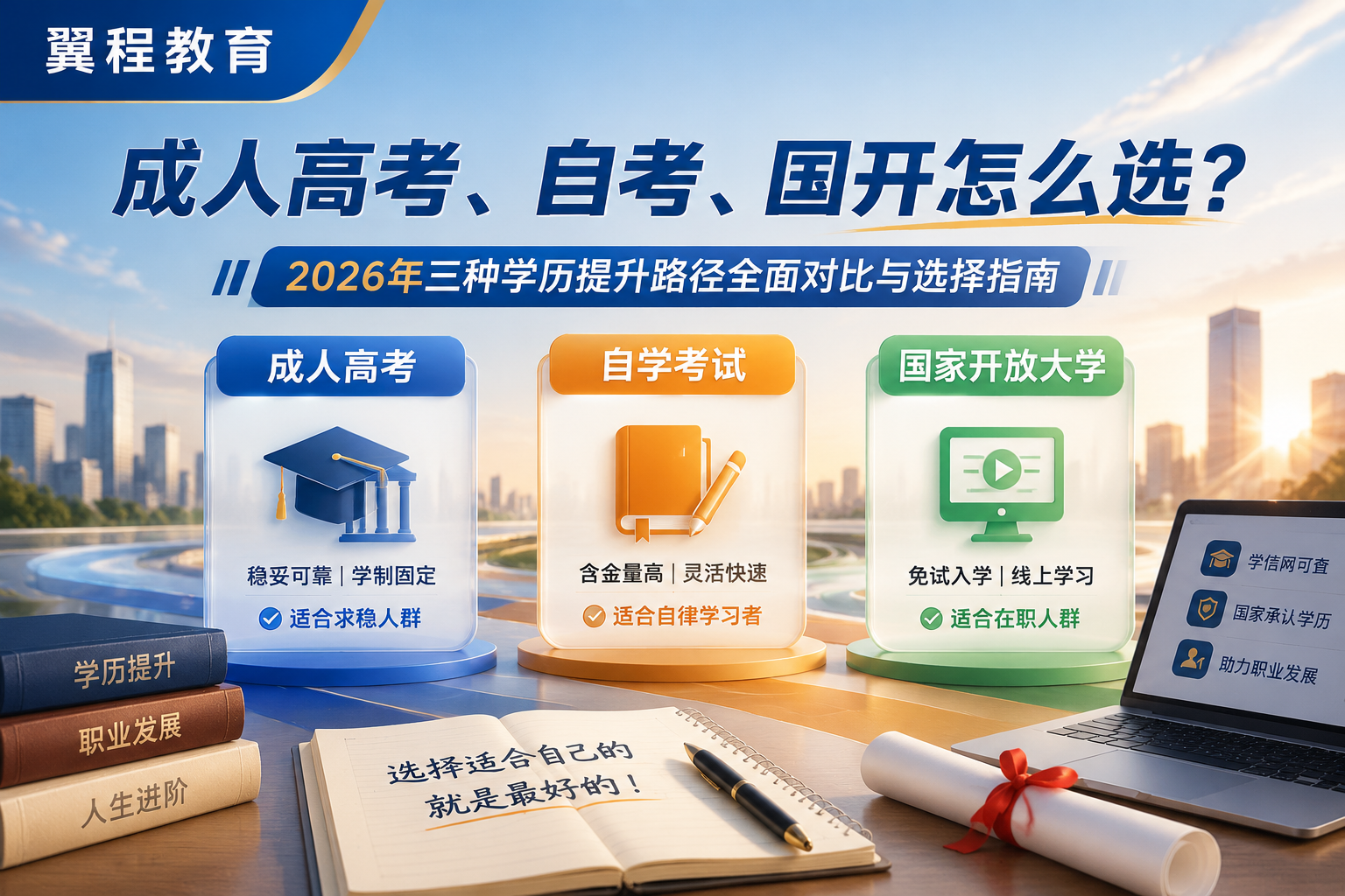成人高考、自考、国开怎么选？2026年三种学历提升路径全面对比与选择指南