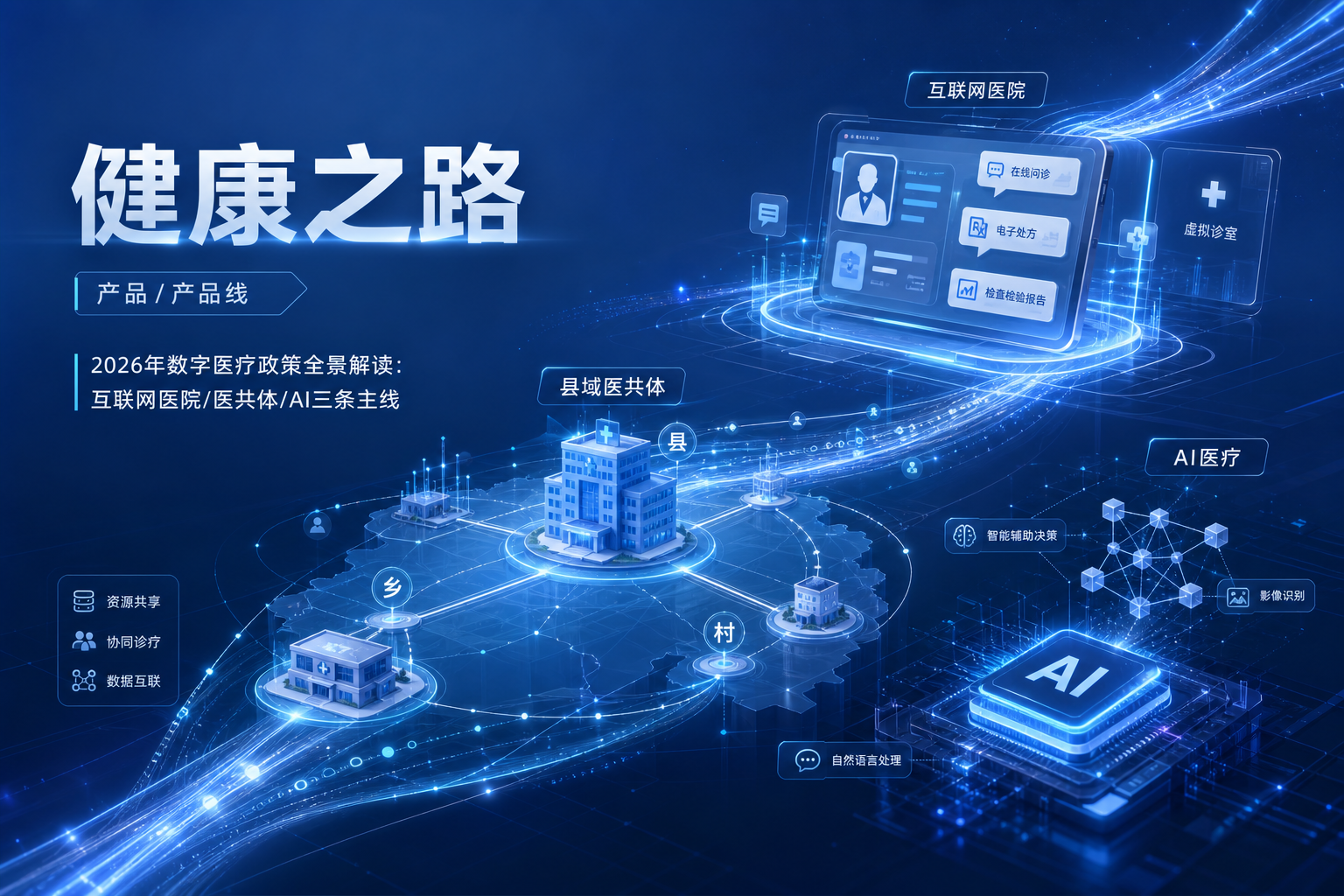 2026年数字医疗政策全景解读：互联网医院/医共体/AI三条主线